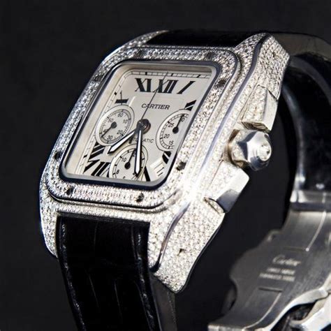 cartier santos 100 xl with diamonds replica watch|cartier santos watch diamond automatic.